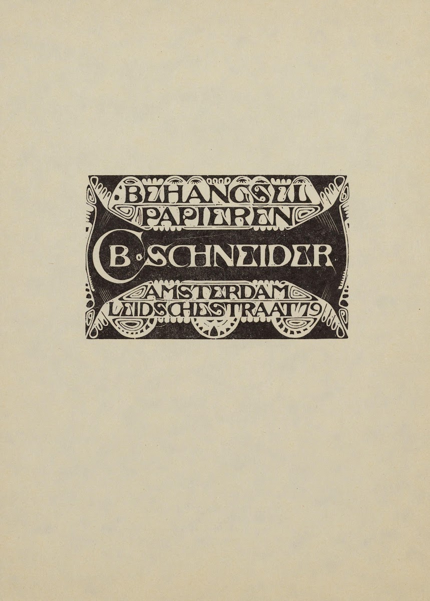 Annoncekaart voor CB Schneider Behangselpapieren Leidschestraat 79 Amsterdam 192