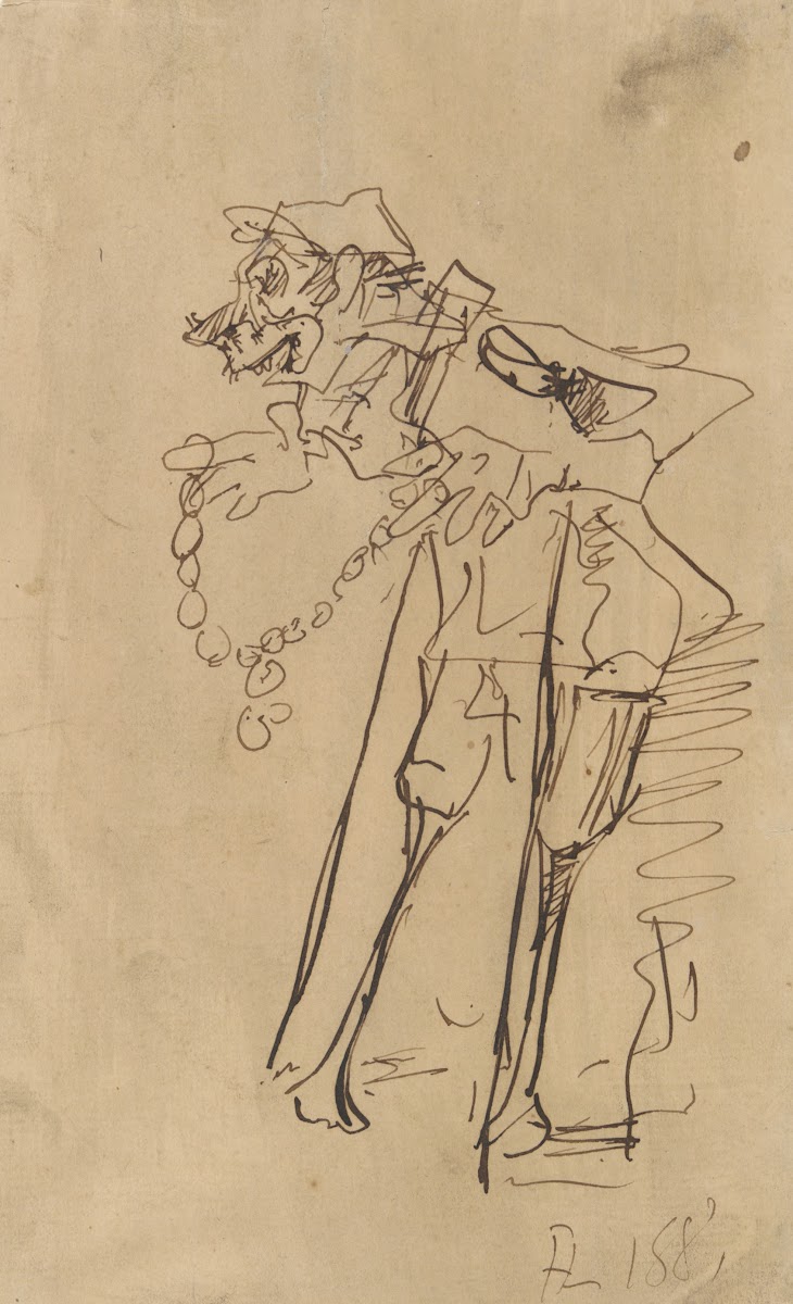 Caricature of a soldier holding adecoration 1881