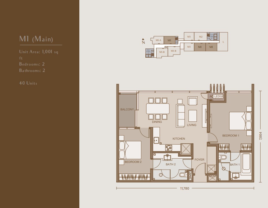111 Menerung Type M1 floor plan — 2810 sq ft, 4 bedrooms