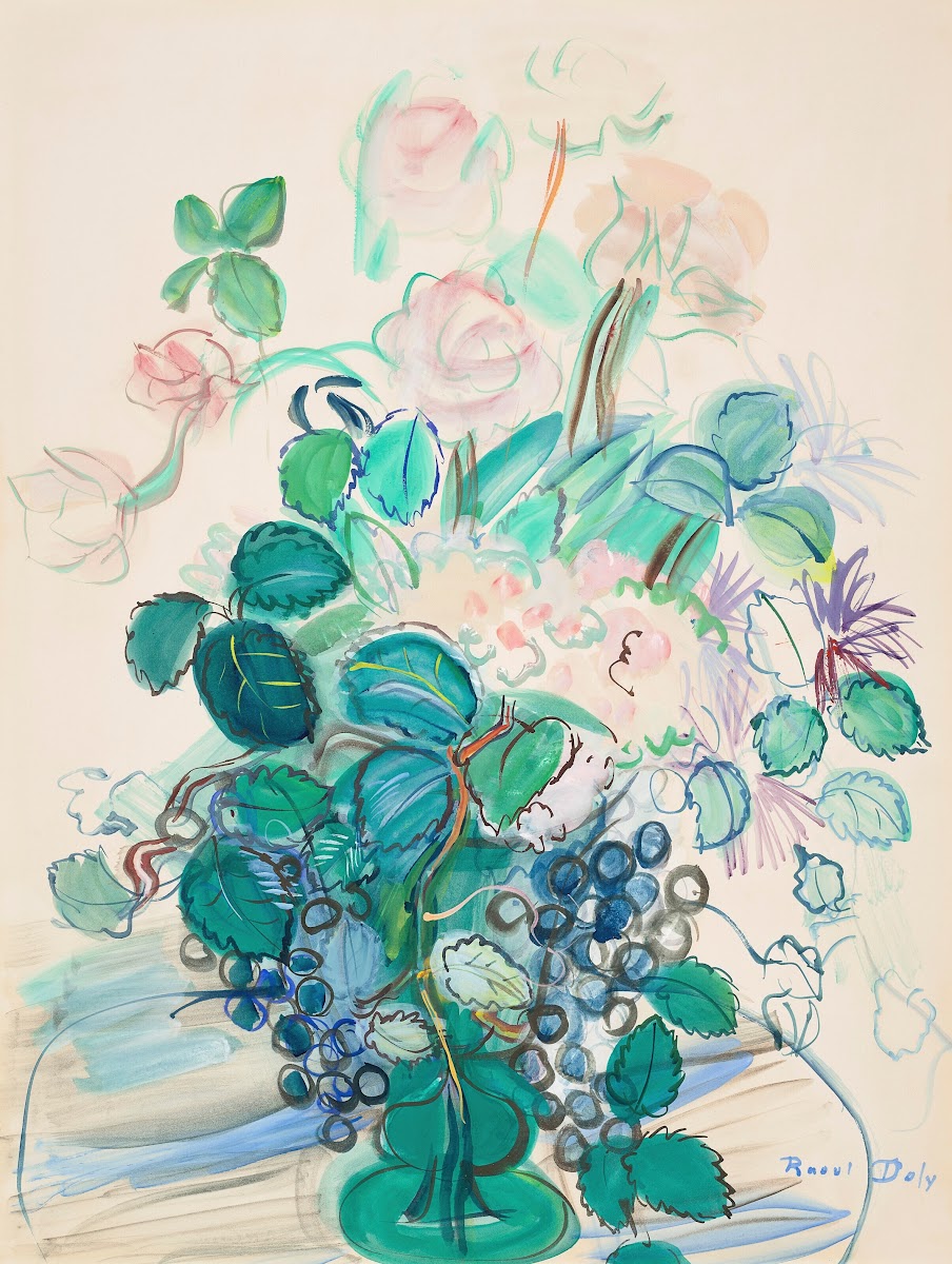 Bouquet à la grappe et aux roses circa 1950