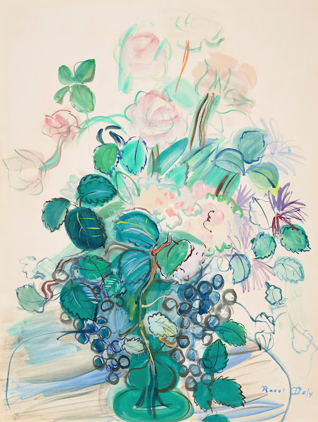 Bouquet à la grappe et aux roses circa 1950