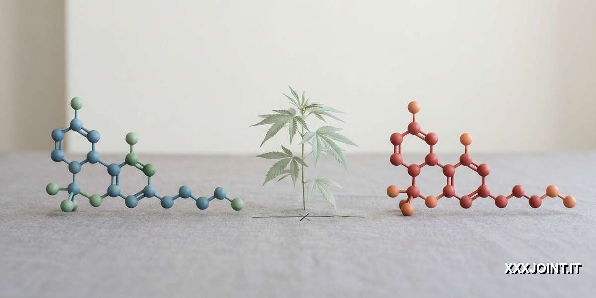 Infografica che confronta molecole di CBD e THC e spiega la cannabis light