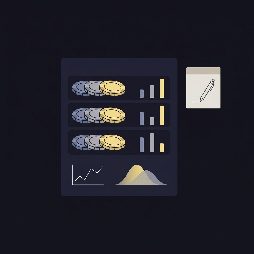 Minimal 2D vector close up of a betting dashboard showing moneyline odds bars simplified model charts and a logged trade note for Trading NHL Favorites vs Underdogs