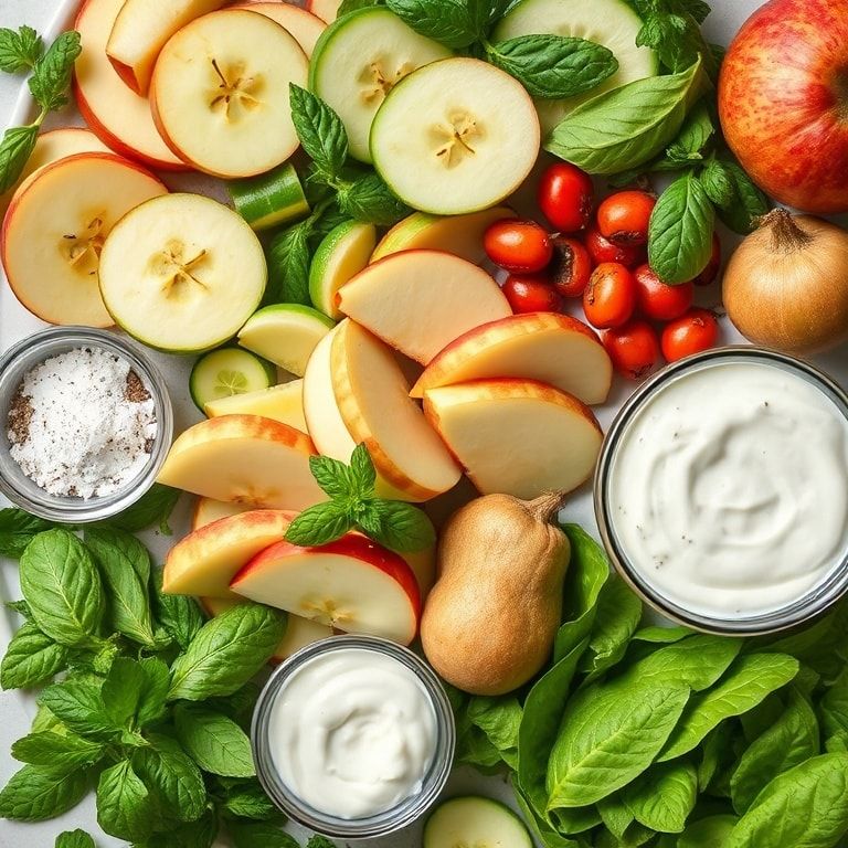 Ingredients for Fresh Apple Cucumber Salad with Creamy Mint Yogurt Dressing – Quick & Easy Summer Side