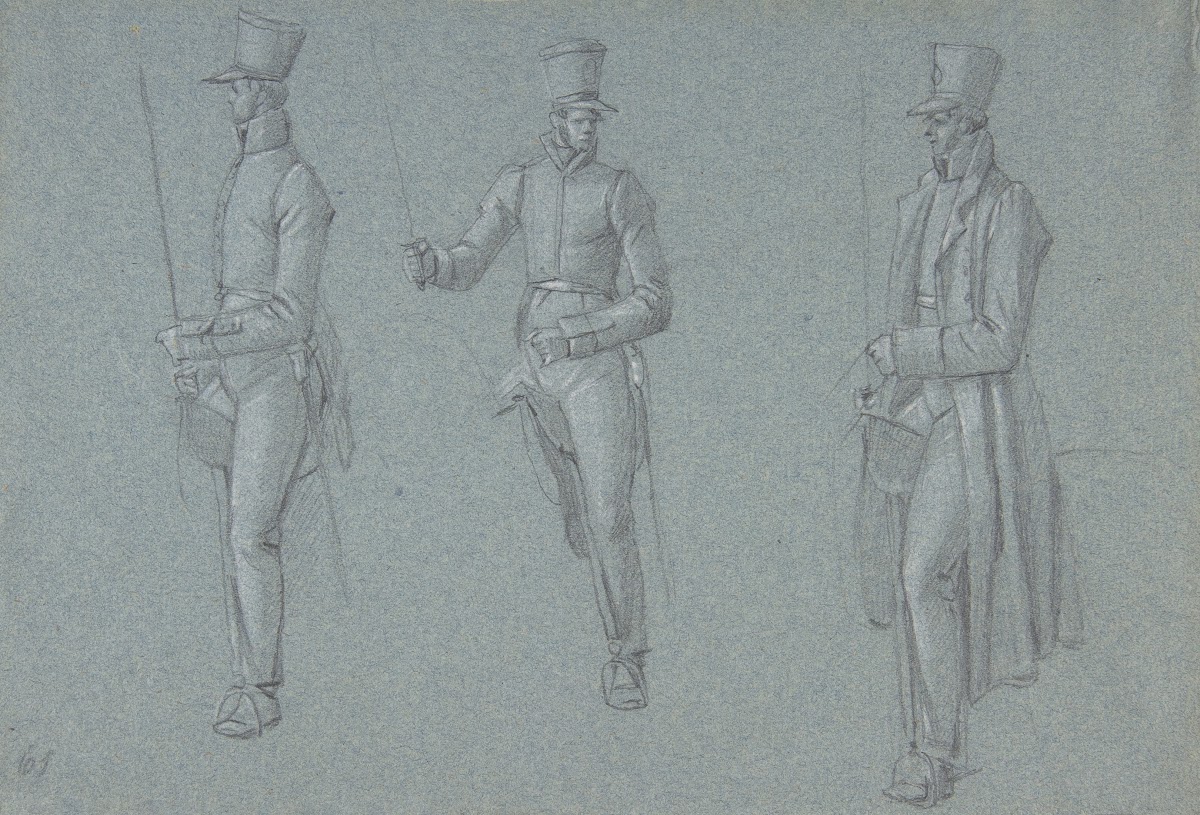 Three studies on a man on a saddle late 18thearly 19th century
