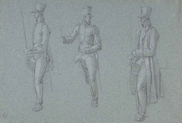 Three studies on a man on a saddle late 18thearly 19th century