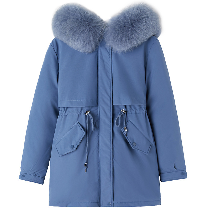 Women's parka, mid-length, insulated, faux fur collar
