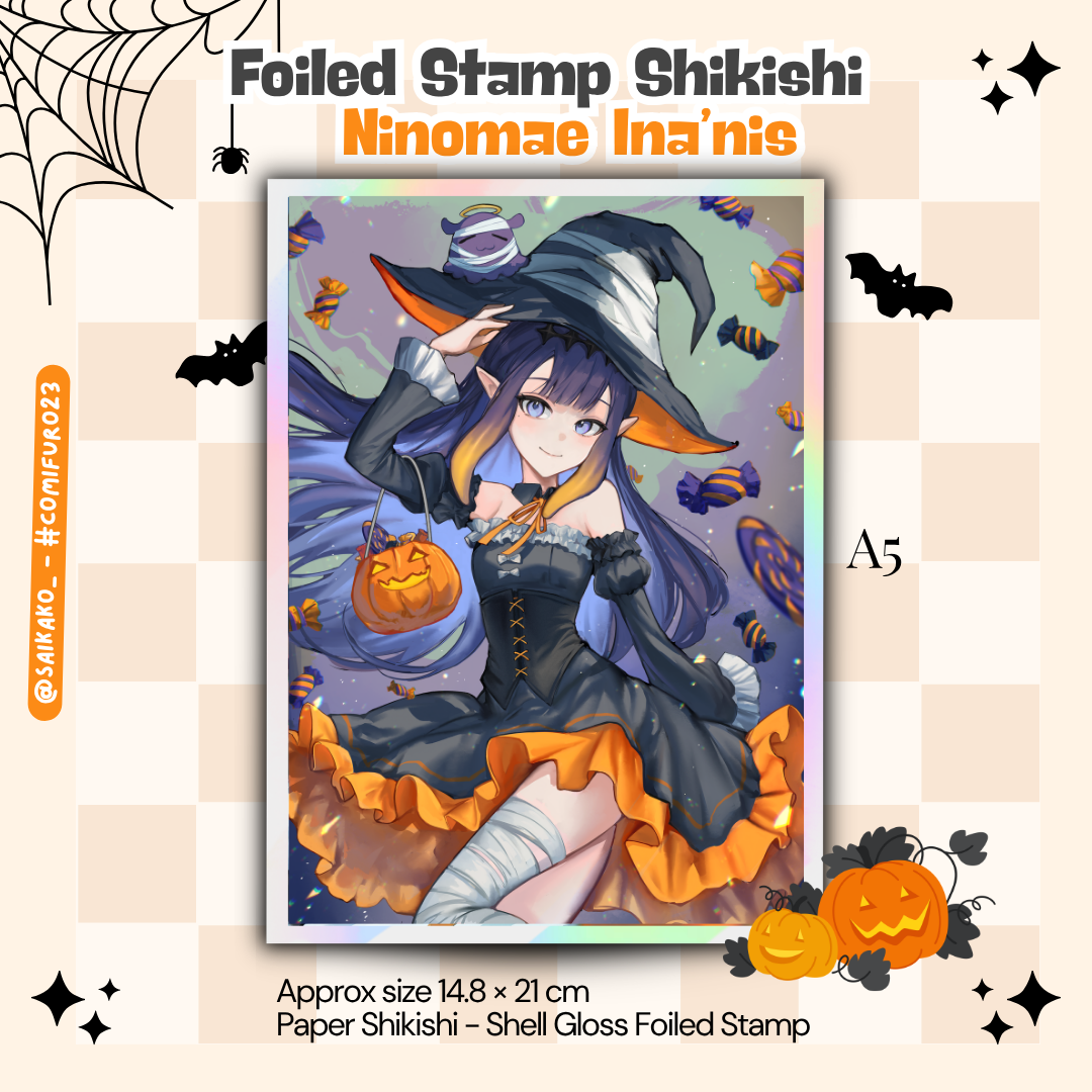 🎃Halloween Foiled Stamp Shikishi  - Ninomae Ina'nis Shikishi by Saikako