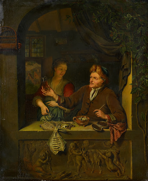 Fishmonger and Woman with Beer Mug