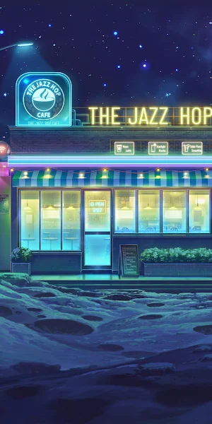 Cafe, Cosmic, Night, Planets 4K Wallpaper Background