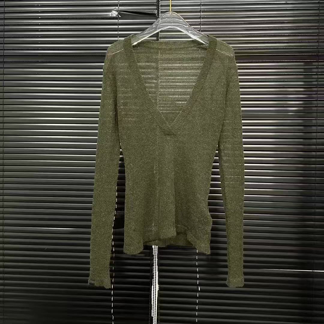 Leichter V-Ausschnitt Langarm-Strickpullover