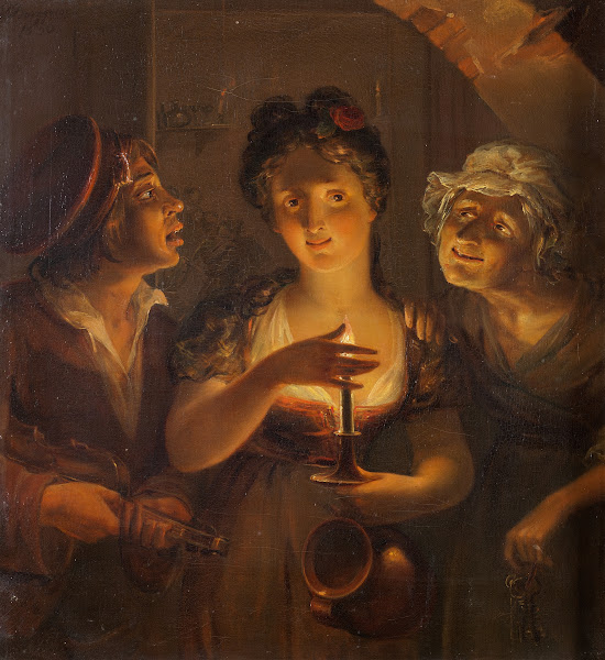 Girl Holding a Candle Standing between a Fiddler and an Old Woman 1830