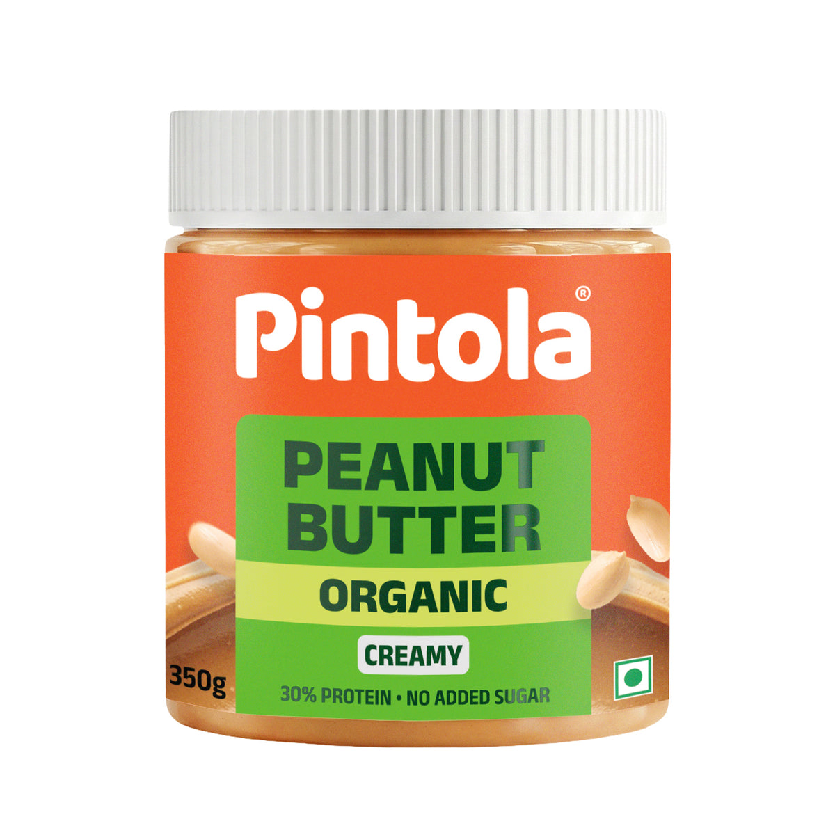 Pintola All Natural Organic Peanut Butter — Creamy, 350gm