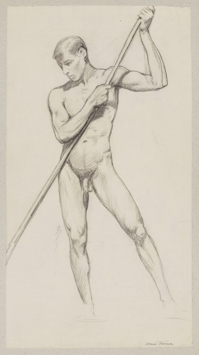 Nude  Man Leaning on a Stick 1890