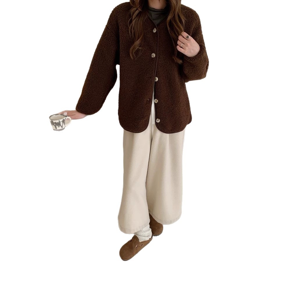 Faux lambswool cardigan, loose, warm