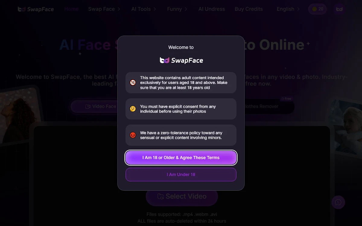 Captura de swapfaces.ai