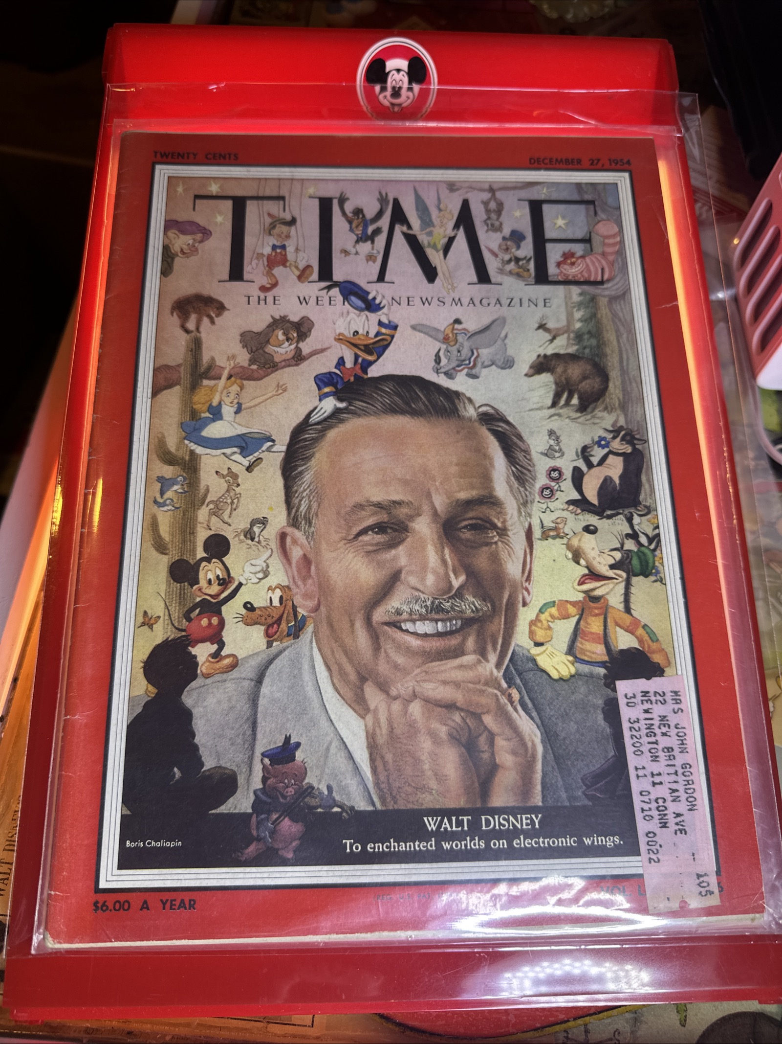 Original TIME magazine issue dated December 27, 1954, featuring Walt Disney on the cover, approximately 8.25 by 11 inches