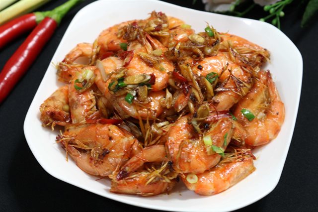 Tôm Xào Sả Ớt Cay Thơm