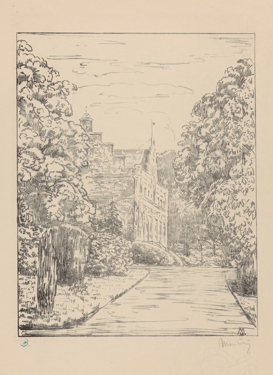 Gezicht op jachthuis Ter Horst vanaf oprijlaan Huis ter Horst 1929