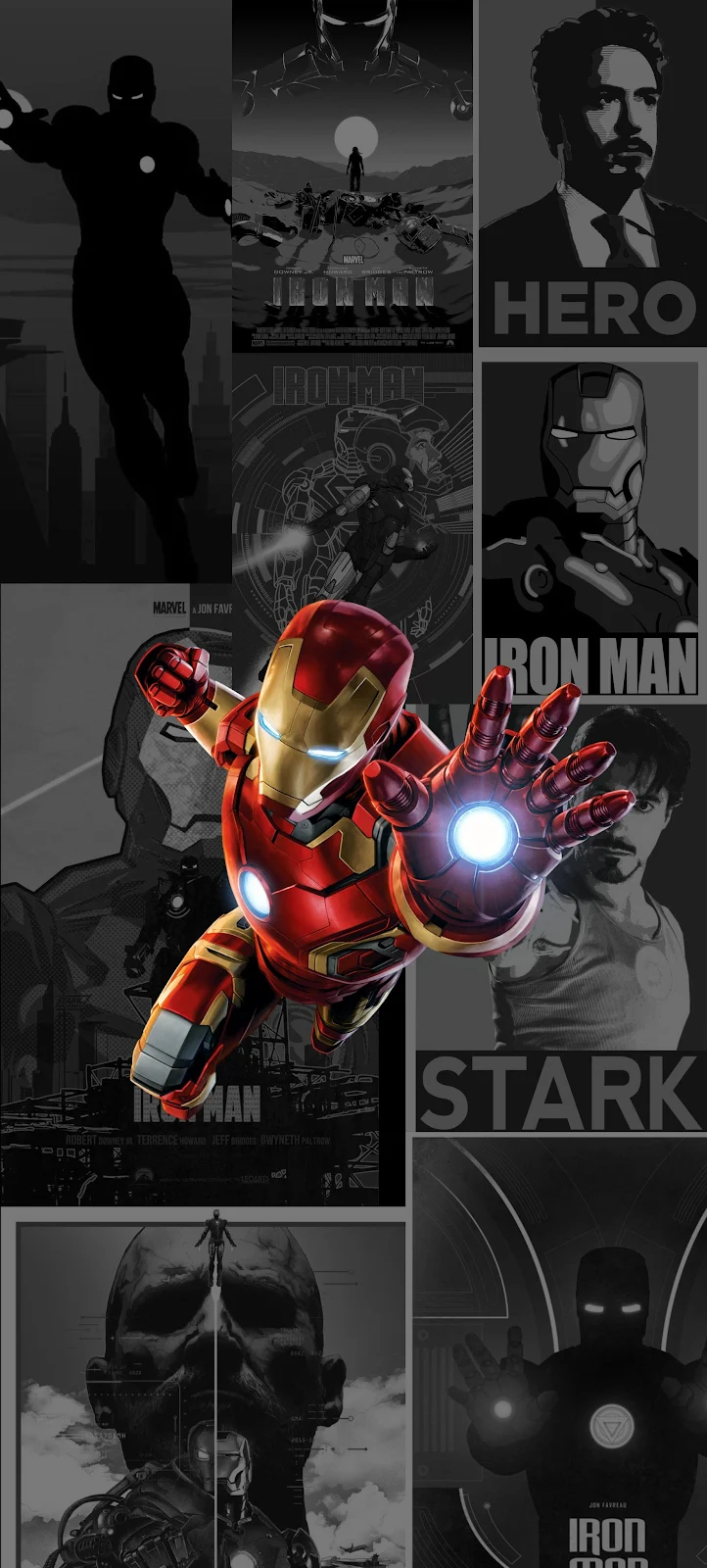 Iron Man Superhero Movie Collage - Digital Collage Art 2K iPhone Wallpaper (1843x4087)