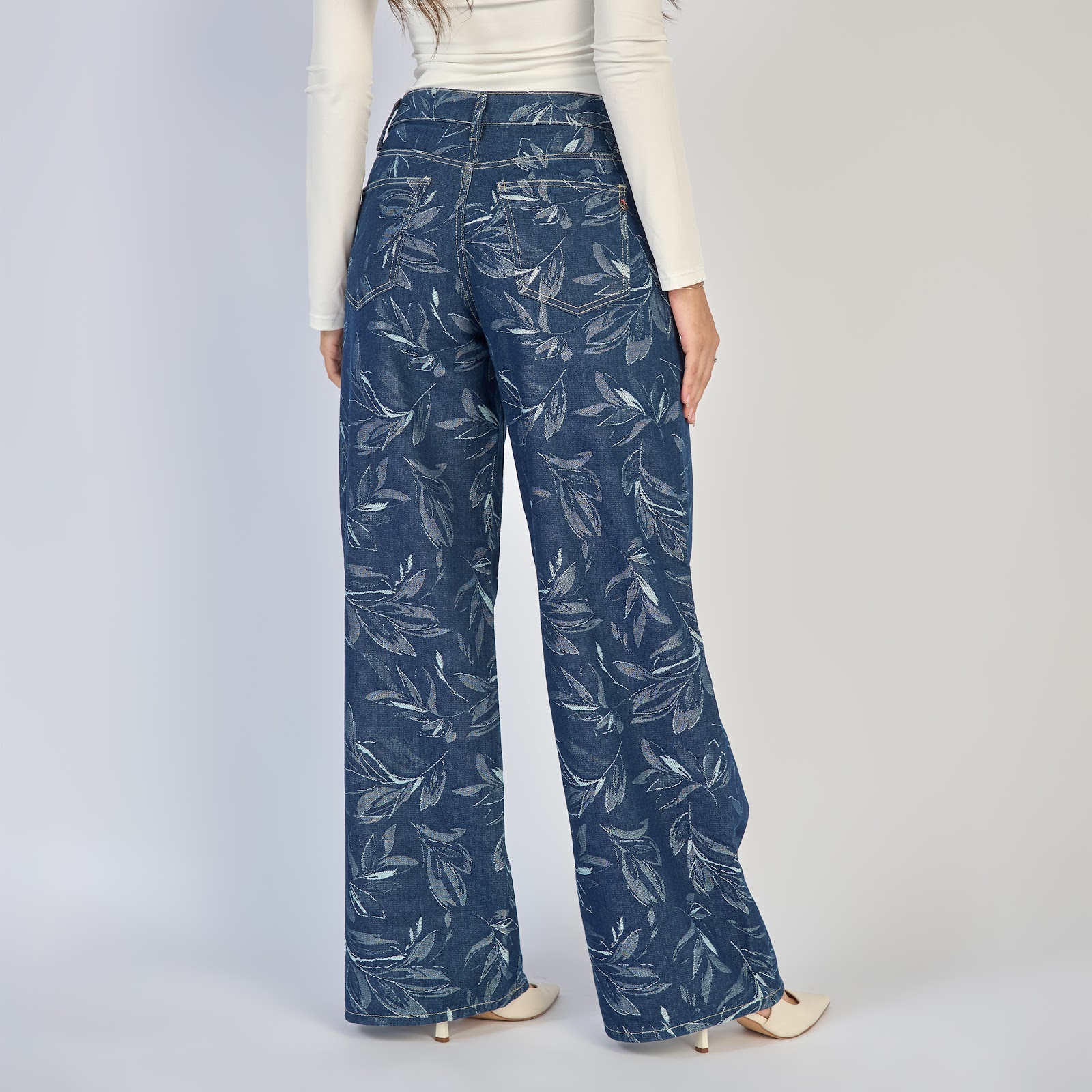 Jean dama wide leg tiro alto rígido, color azul oscuro - Vista 6