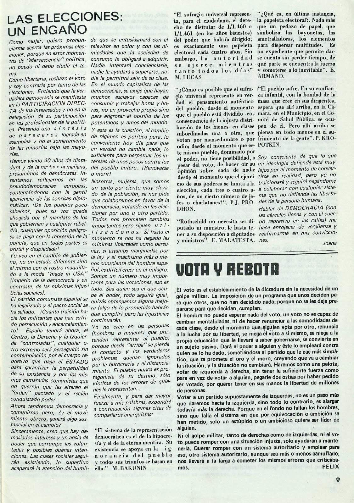 Mujeres Libres, junio 1977, página 9