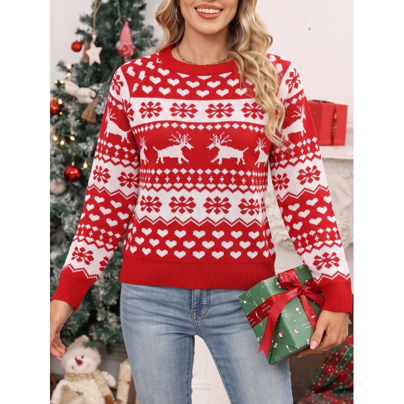 Fair-Isle Knitted Sweater with Reindeer Motif