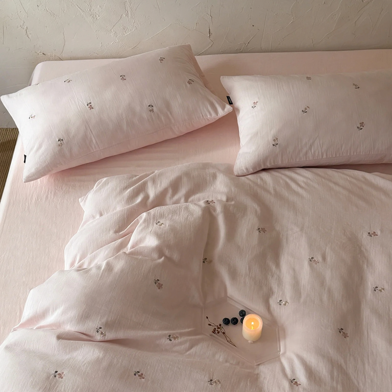 Cotton bedding, 4-piece, double-layer, embroidered