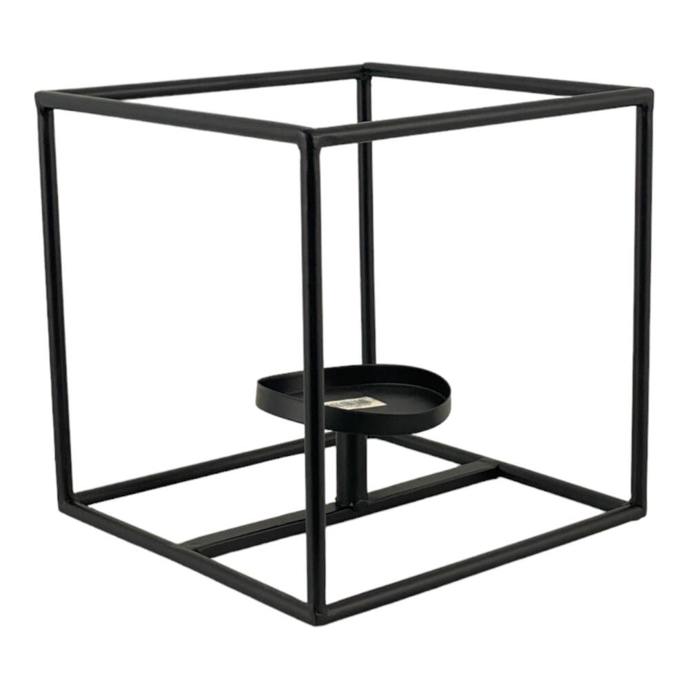 Portavelas decorativo de hierro Concepts™ diseño de cubo, 22 cm