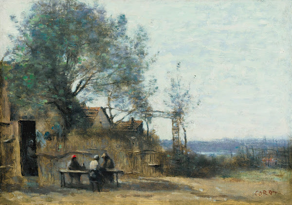 PaysansAttablés ÀLa Porte Dun Cabaret circa 1865 70