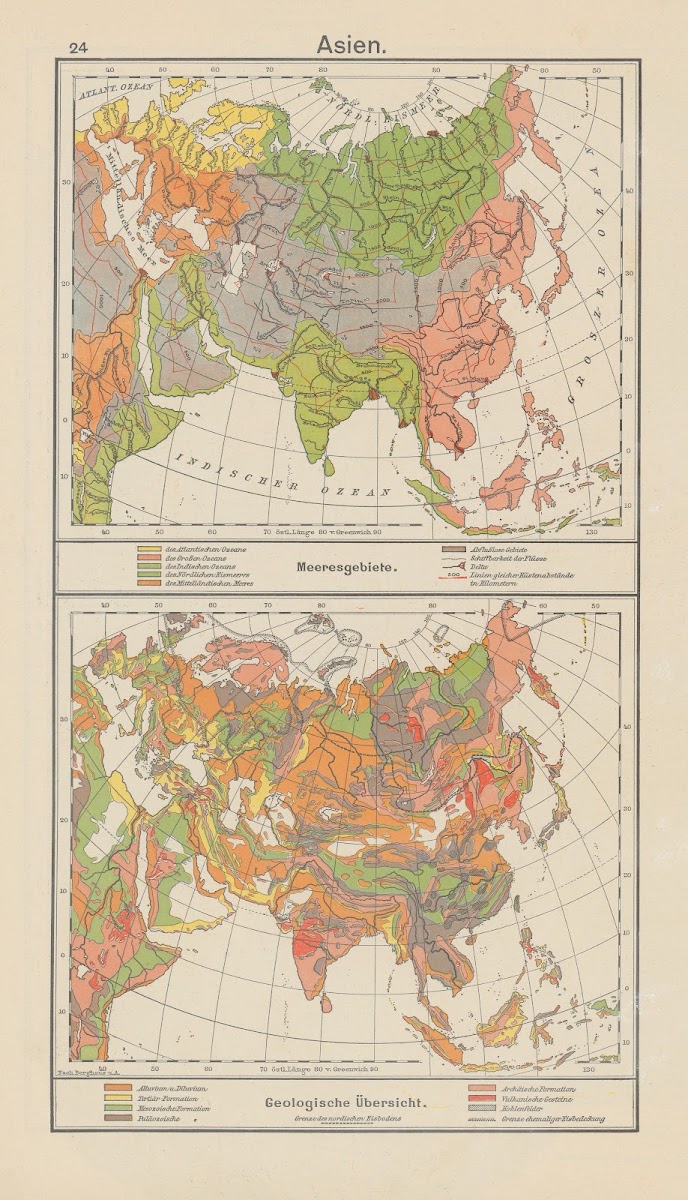 Asien Meeresgebiete  Geologische Übersicht 1930