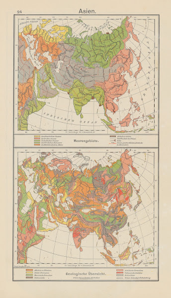 Asien Meeresgebiete  Geologische Übersicht 1930