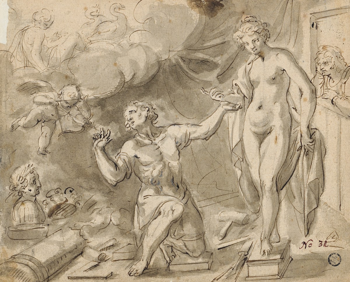 Pygmalion falls in love with his statue