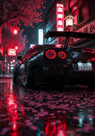 JDM Car Neon Tokyo Street