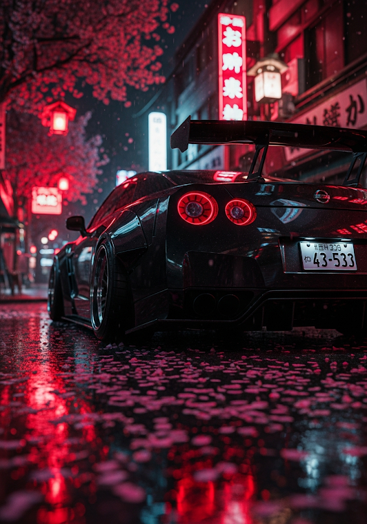 JDM Car Neon Tokyo Street