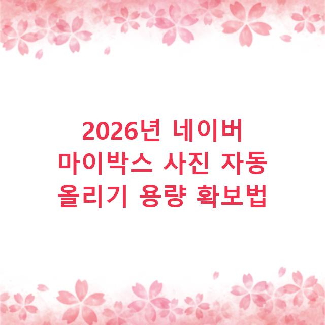 2026년 네이버 마이박스 사진 자동 올리기 용량 확보법