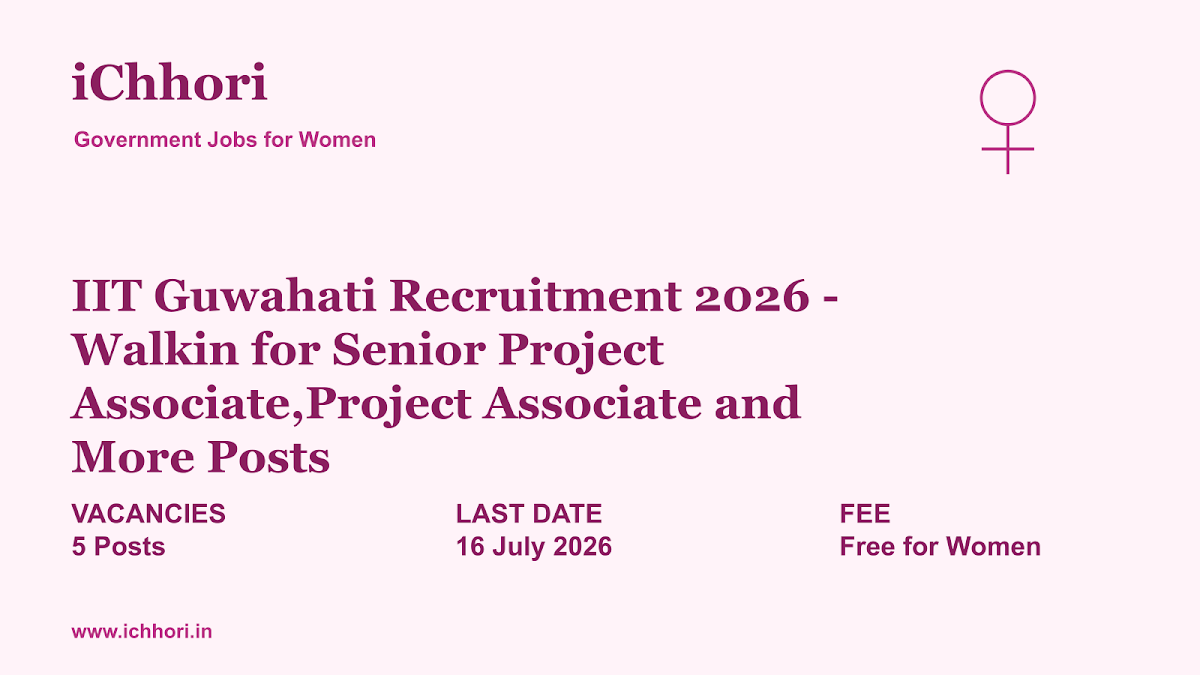 IIT Guwahati Recruitment 2026 - Walkin for Senior Project Associate,Project Associate and More Posts - iChhori