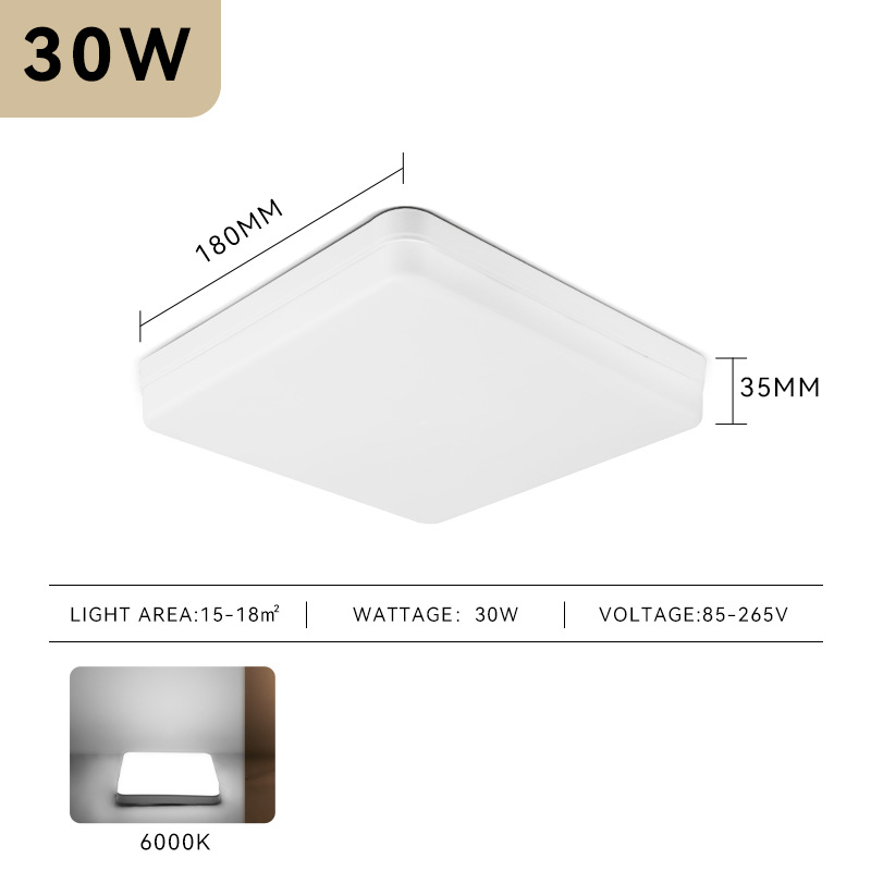 LED ceiling light, square or round