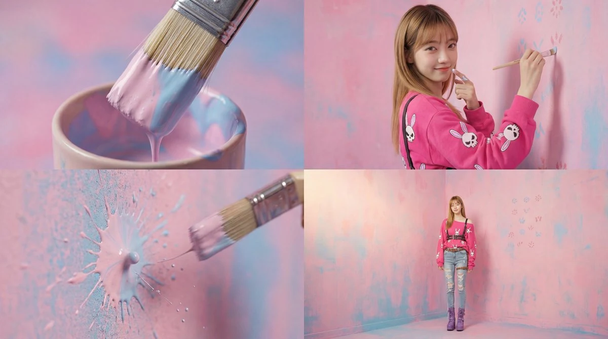 Vídeo cinematográfico de una mujer pintando una pared.