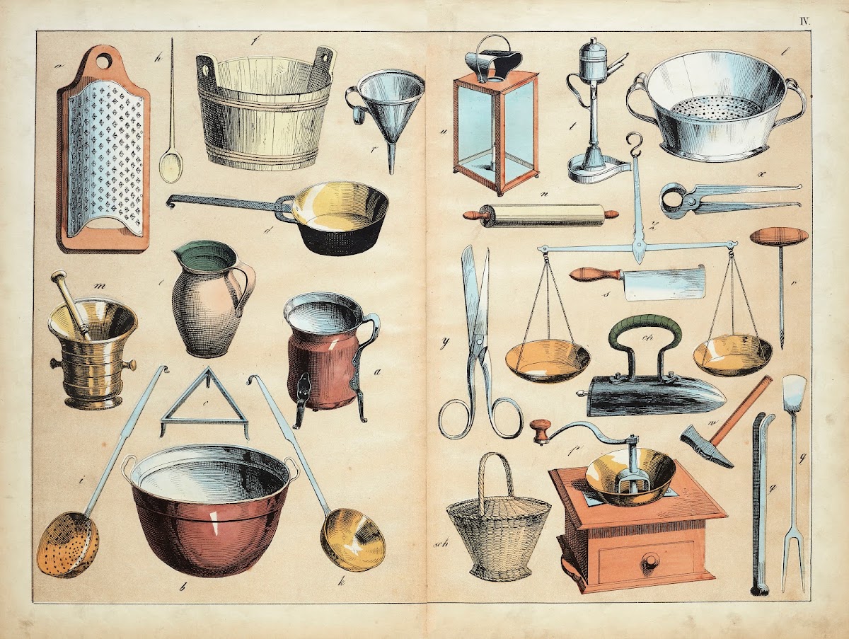 Kitchen utensils 1867