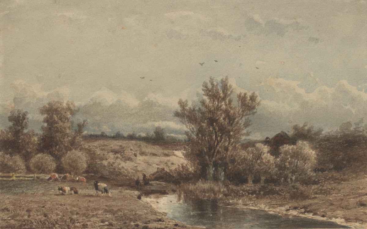 Landschap met rivier en koeien 1862