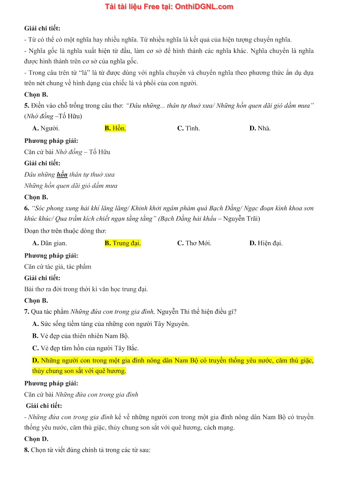 500 bài tập môn Ngữ Văn - Ôn thi ĐGNL ĐHQG TP HCM Phần 7