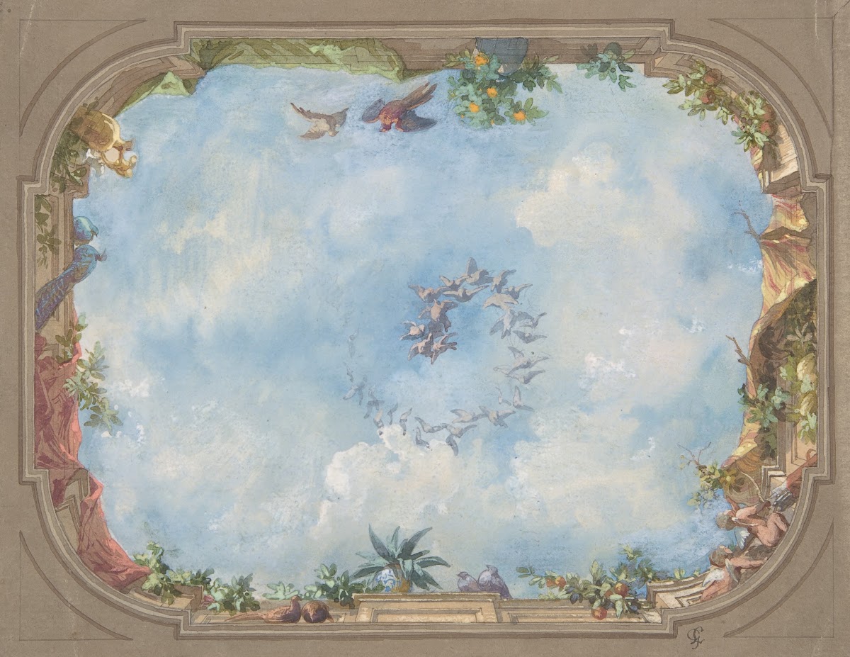 Design for Trompe lOeil Stairway Ceiling Hôtel Hope 1867