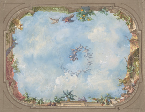 Design for Trompe lOeil Stairway Ceiling Hôtel Hope 1867