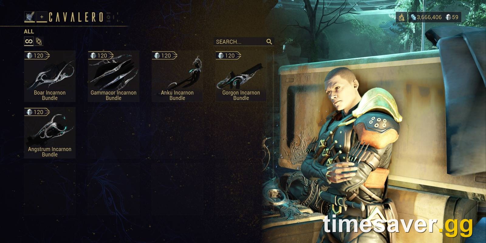 Cavalero's Incarnon adapter shop on the Zariman in Warframe