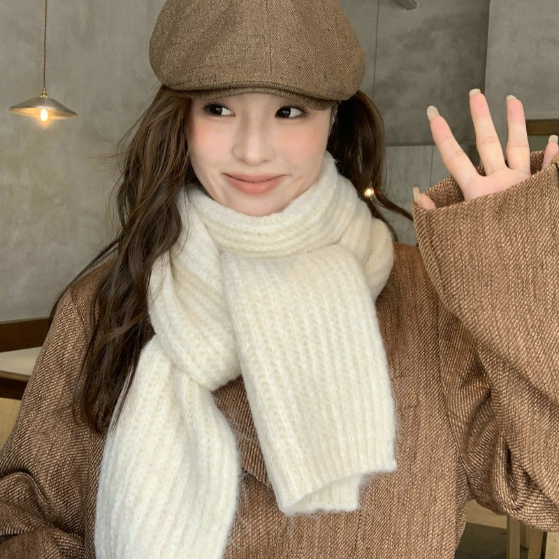 Soft Alpaca Wool Scarf, solid color, thick and versatile