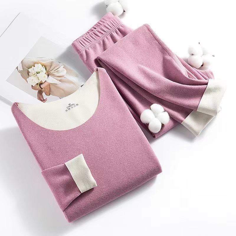 Thermo set with dual-sided fleece, seamless
