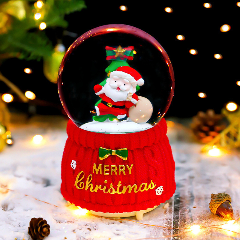 Christmas Glass Globe Music Box with Light