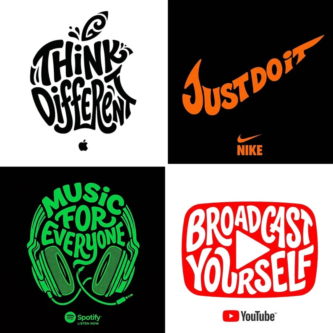 Crea una ilustración tipográfica con forma de [OBJECT], donde el texto [BRAND SLOGAN] forma la figura en negrita...