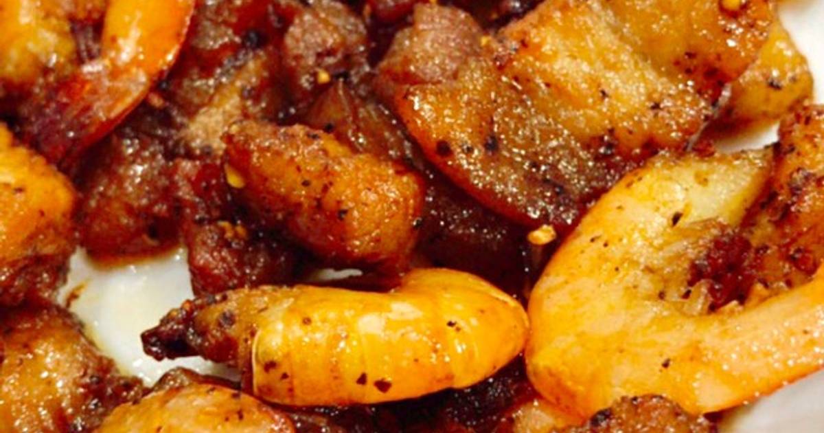 Thịt rang cháy cạnh tôm đất